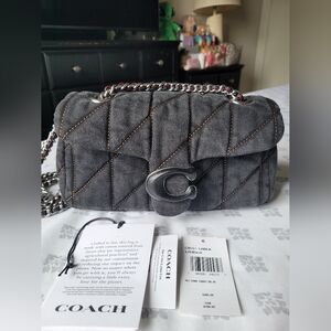 Coach Quilted Black Denim Tabby 20 Shoulder and Crossbody Bag